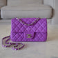 CHANEL 20C Purple Lambskin Quilted Rectangular Mini Flap Bag Silver Hardware