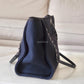 CHANEL Navy Blue Canvas Small Medium 34 cm Deauville *Microchipped* Tote Bag Silver Hardware