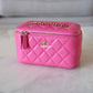 CHANEL 20S Pink Caviar Rectangular Vanity On Chain Light Gold Hardware