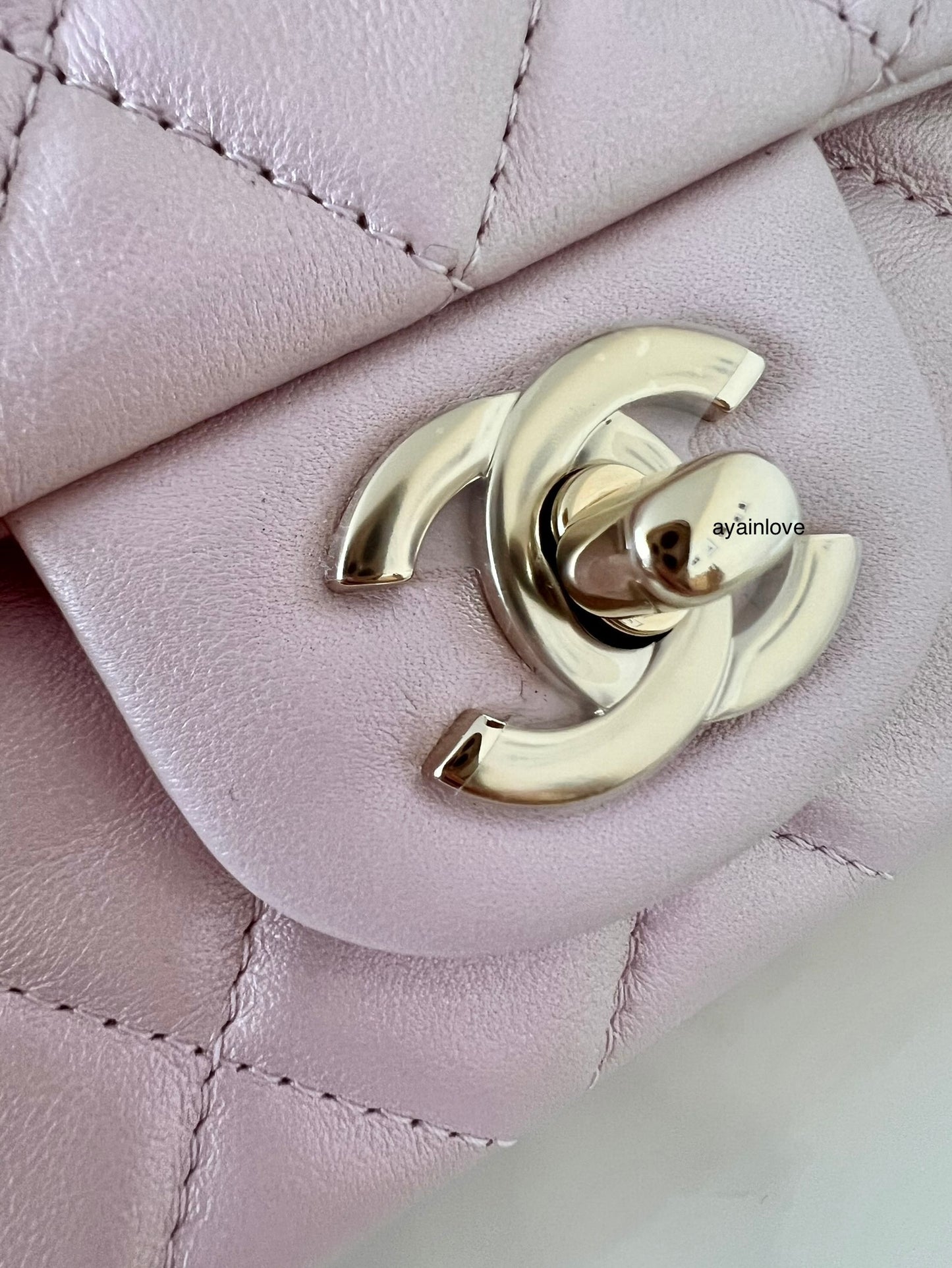 CHANEL 21S Iridescent Light Pink Calfskin Rectangular Mini Bag Light Gold Hardware