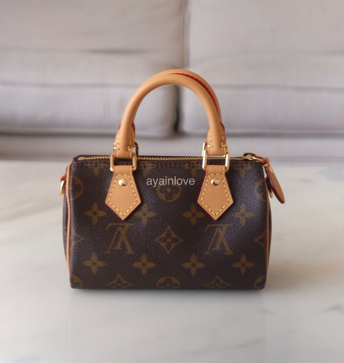 LOUIS VUITTON LV Nano Speedy *New Version* Monogram Canvas Bag Detachable Strap