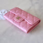 CHANEL 19S Iridescent Pink Caviar Small Snap Card Holder Light Gold Hardware