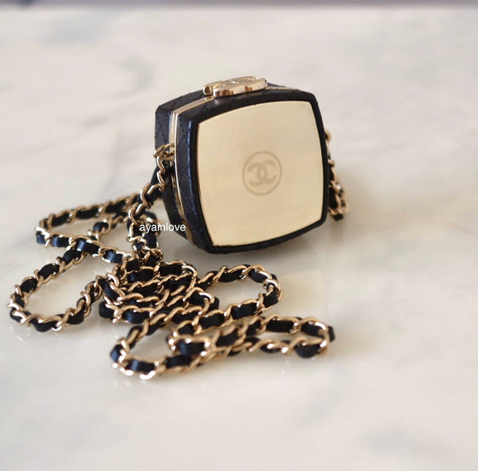 CHANEL Mini Miniaudre Mirror Compact Beauty Box Clutch on Chain Light Gold Hardware