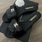 CHANEL Black Gold CC Turnlock Quilted Slides Mules Sandals Size 38.5 EU