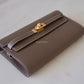 HERMES Kelly To Go 18 KTG Clutch Epsom Etoupe Gold Hardware