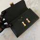 HERMES Constance Noir Black Epsom Long Flap Wallet Gold Hardware