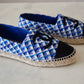 CHANEL 19C Multicolour Blue Black White Tweed Espadrilles Shoes Size 38 EU