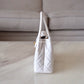 CHANEL White Shiny Calfskin Mini Kelly 19cm Shopping Bag Gold Hardware