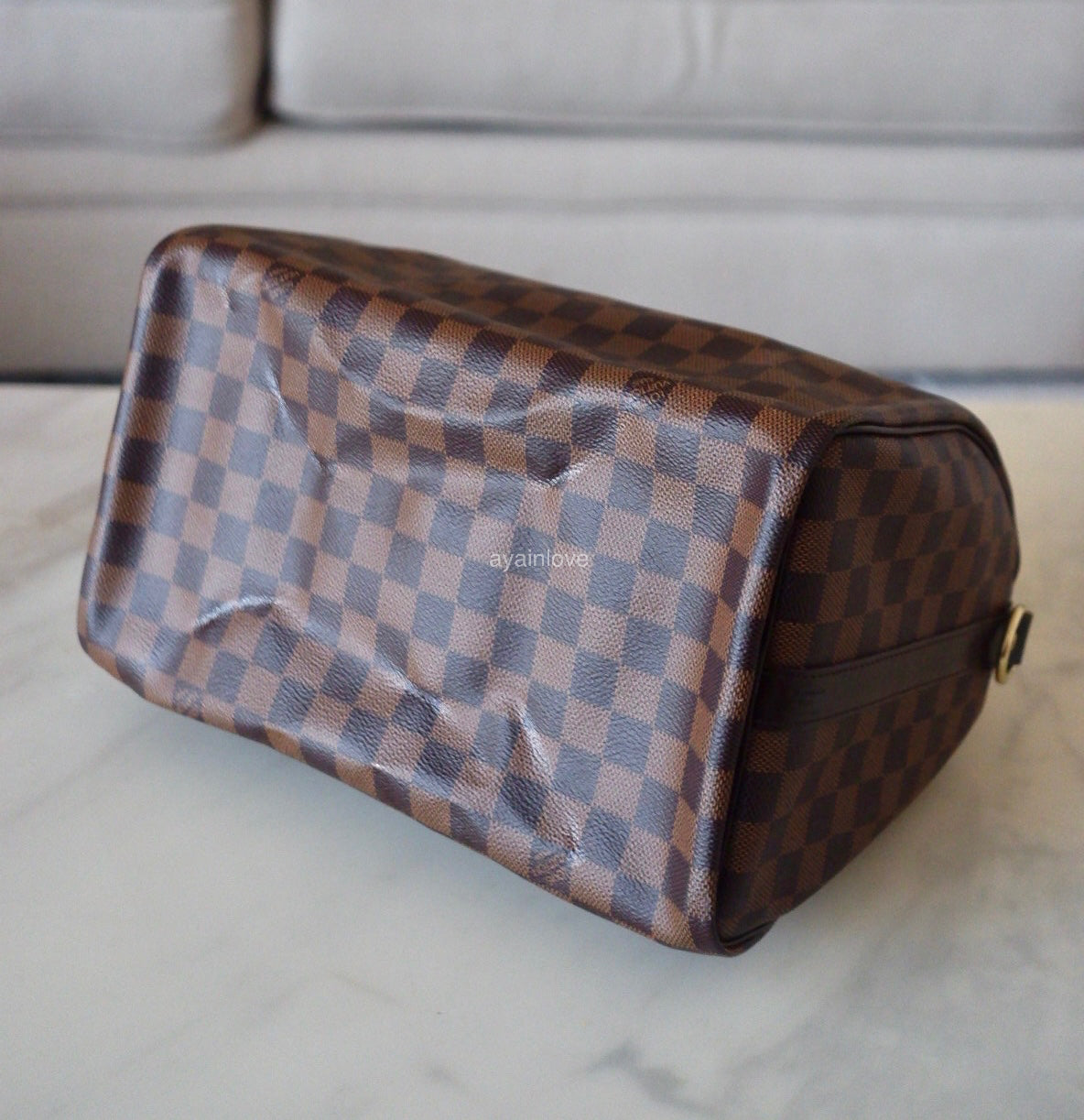 LOUIS VUITTON LV Speedy Bandoulier 30 Damier Ebene Bag Gold Hardware