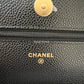 CHANEL Black Caviar Classic Microchipped Wallet On Chain Gold Hardware