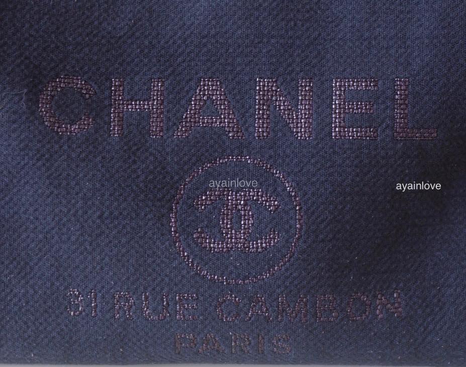 CHANEL Navy Blue Canvas Small Medium 34 cm Deauville *Microchipped* Tote Bag Silver Hardware