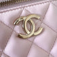 CHANEL 22S Light Pink Lamb Skin Square Vanity on Coco Chain Strap Light Gold Hardware