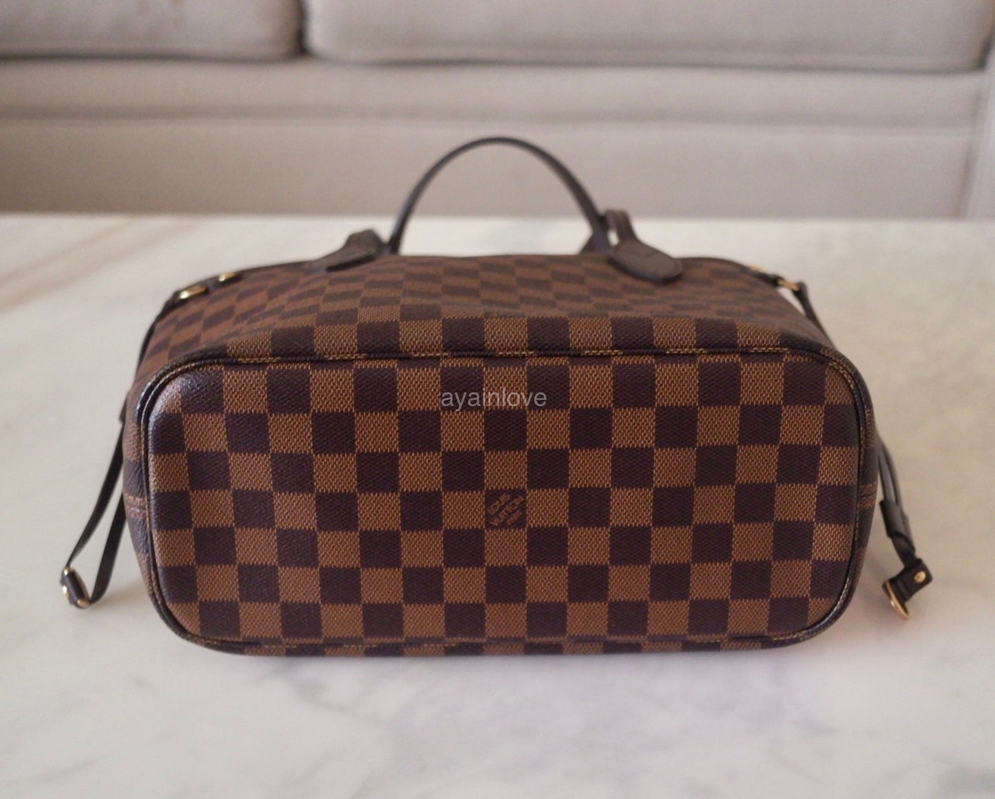 LOUIS VUITTON Neverfull PM Damier Ebene Gold Hardware