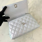 CHANEL 21K Iridescent Blue Caviar Quilted Small Coco Handle 24 cm Flap Bag Microchipped Rainbow Hardware