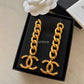 CHANEL 20P Chain Large CC Earrings Gold Hardware