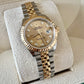 ROLEX Datejust 28 Champagne 10 Diamonds Dial Fluted Bezel Two-Tone Jubilee Bracelet 279173