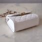 CHANEL 23P White Caviar Kelly Clutch Top Handle with Chain Light Gold Hardware