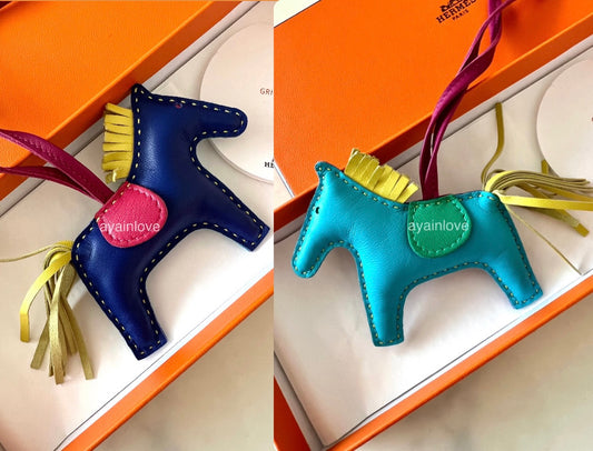 HERMES Rodeo PM Rainbow 6-Colored Bi-Surface Blue/Light Blue/Pink/Green/Yellow/Purple Bag Charm