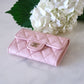 CHANEL 23K Light Pink Caviar Classic Small Snap Card Holder Light Gold Hardware