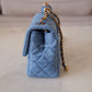 CHANEL 22C Blue Denim Pearl Crush Square Mini Flap Bag Gold Hardware