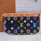 LOUIS VUITTON Pochette Accessories Black Multicolour Murakami Bag Gold Hardware