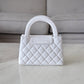 CHANEL White Shiny Calfskin Mini Kelly 19cm Shopping Bag Gold Hardware