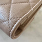 CHANEL Beige Caviar Medium Trifold Wallet Light Gold Hardware