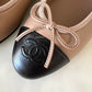 CHANEL 23B Dark Beige Black Classic Ballerina Flats Shoes Size 36.5 EU