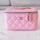 CHANEL 22C Pink Caviar Classic Rectangular Vanity On Chain Light Gold Hardware