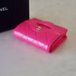 CHANEL 31 Hot Pink Shiny Calfskin Flap Card Holder Light Gold Hardware