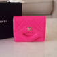 CHANEL 31 Hot Pink Shiny Calfskin Flap Card Holder Light Gold Hardware