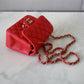 CHANEL 13S Red Lambskin Quilted Square Mini Flap Bag Matte Gold Hardware