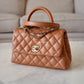 CHANEL 21P Caramel Brown Caviar Small Coco Handle 24 cm Light Gold Hardware