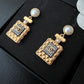 CHANEL 20A Perfume Bottle Pearl CC Drop Earrings Gold Hardware