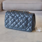 CHANEL 18B Grey Caviar Rectangular Mini Flap Bag Light Gold Hardware