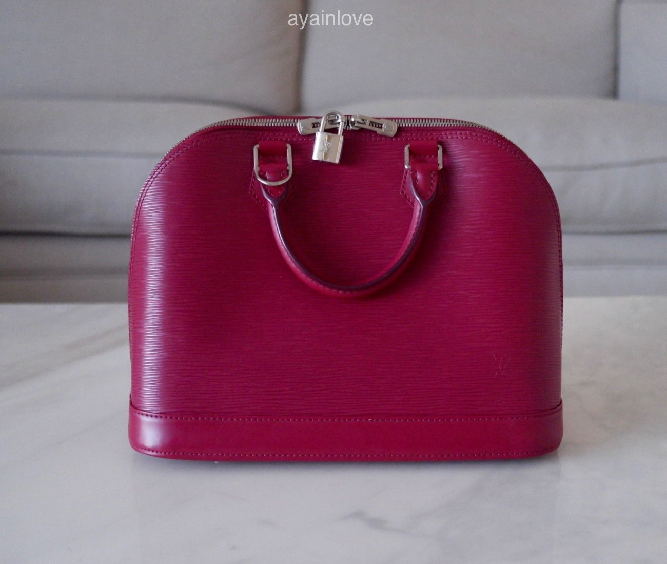 LOUIS VUITTON LV Alma PM Fuchsia Epi Leather Bag Silver Hardware