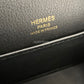 HERMES Geta Black Noir Chevre Mysore Goat Skin Gold Hardware Z Stamp