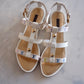 LOUIS VUITTON White Multicolour Murakami Ankle Sandal Strap Gold Hardware Sz 37