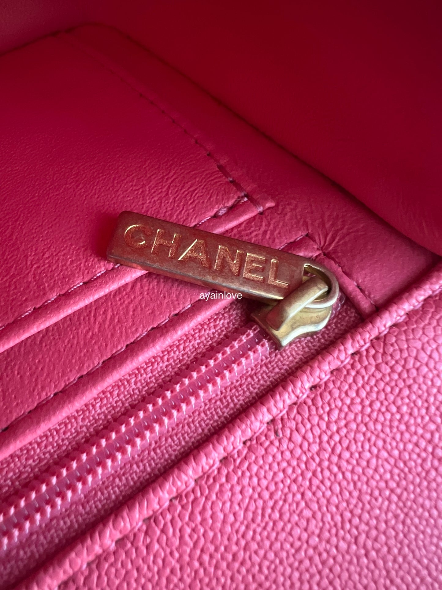 CHANEL 21S Pink Caviar Top Handle Rectangular Mini Brushed Gold Hardware