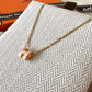 HERMES H Pop Mini Pink Rose Dragee Necklace Gold Hardware