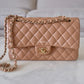 CHANEL 18S Pearly Dark Beige Caviar Medium/Large Classic Flap Light Gold Hardware