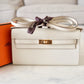 HERMES Kelly To Go 18 KTG Clutch Epsom Craie Gold Hardware