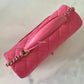 CHANEL 21S Pink Caviar Top Handle Rectangular Mini Brushed Gold Hardware