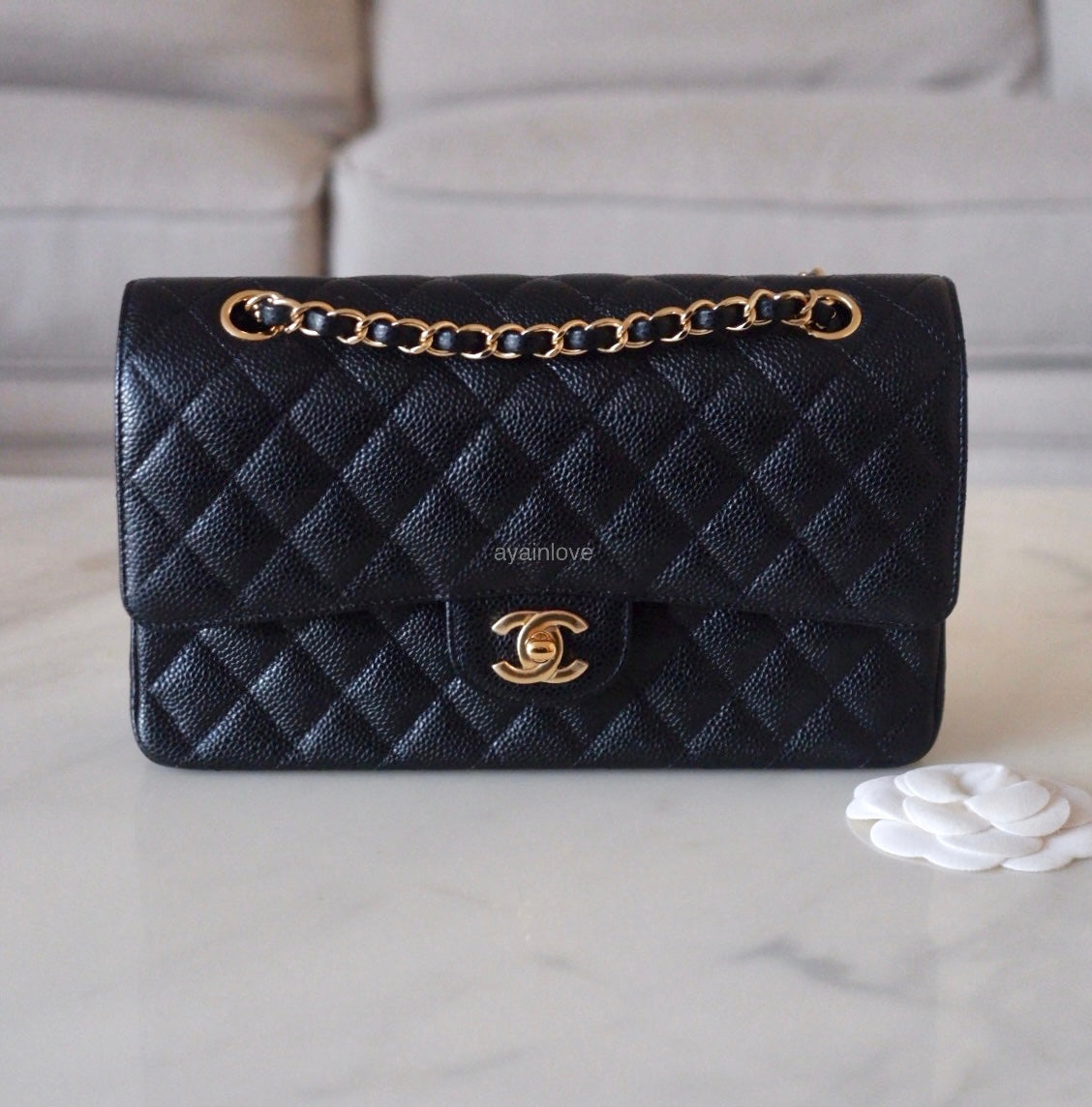 CHANEL Black Caviar Medium/Large Classic Flap Gold Hardware