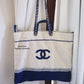 CHANEL 19P Deauville Biarritz Venise 4-Ways Navy Ecru Tweed Tote Bag Silver Hardware