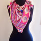 HERMES Pink Silk Colliers et Chiens Shawl Scarf 90