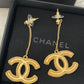 CHANEL Baroque Large CC Dangle Stud Earrings Gold Hardware