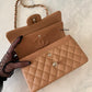 CHANEL 23P Dark Beige Caviar Small Classic Flap Light Gold Hardware