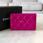 CHANEL 22A Dark Pink Fuchsia Calfskin Reissue Snap Card Holder Brushed Gold Hardware