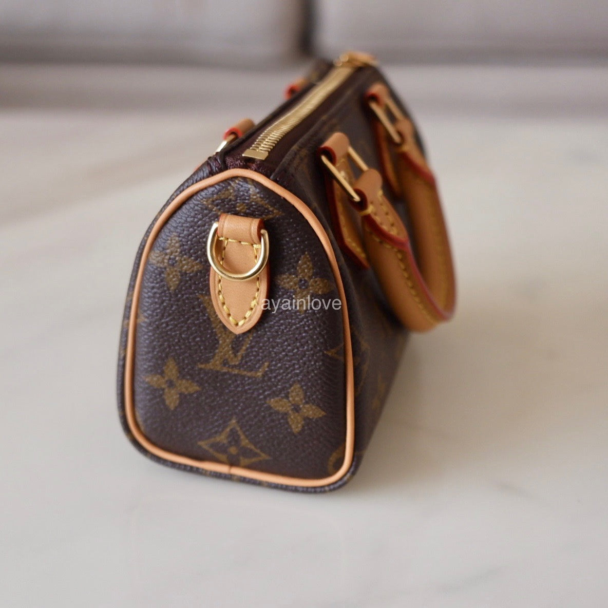 LOUIS VUITTON LV Nano Speedy *New Version* Monogram Canvas Bag Detachable Strap